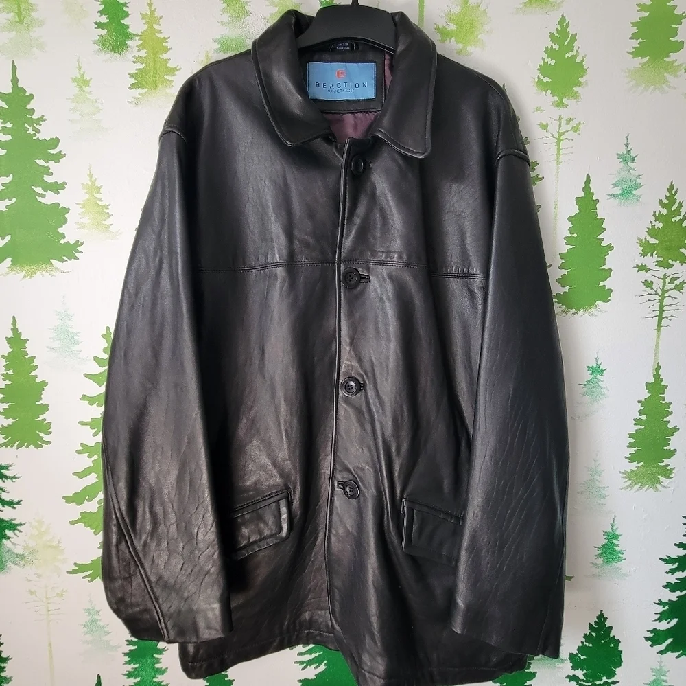 Kenneth Cole Reaction Black Leather Jacket.